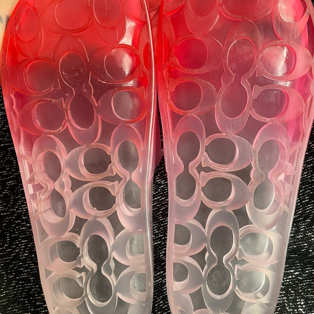 Coach Pink Translucent Slide Sandals Sz 8 - Picture 4 of 6